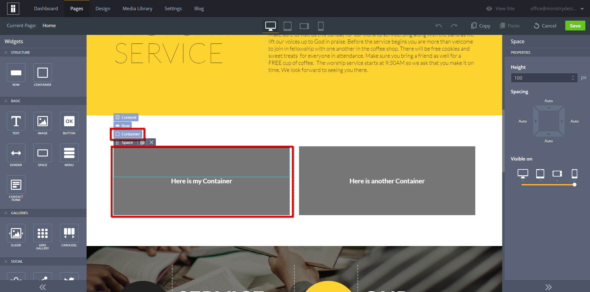 Container Hover Effect – Ministry Designs